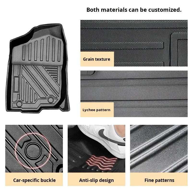 Raised-edge and textured surface of custom TPE car mats
