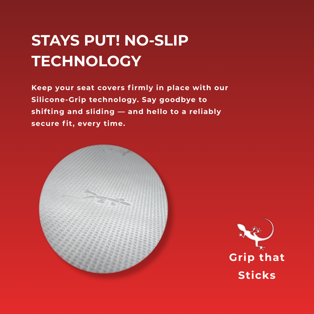 Textured anti-slip backing on a car seat cover
