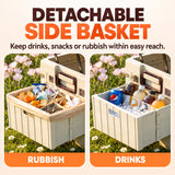 Detachable side basket for drinks snacks or rubbish